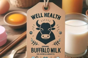 The wellhealthorganic buffalo milk tag